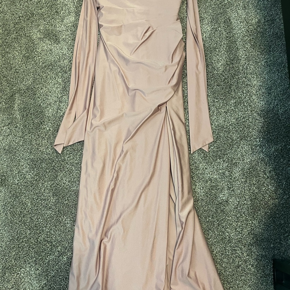Anny Lee Pink Gown Long Sleeve Asymmetrical for Bride